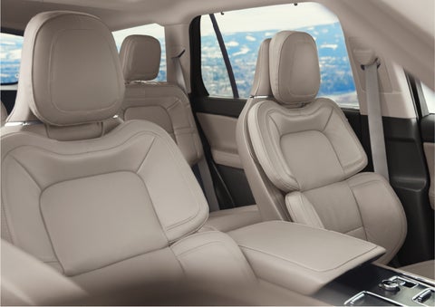 The interior of a 2023 Lincoln Aviator® SUV in the Sandstone interior color | Rydell Lincoln in Independence IA