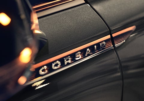 The stylish chrome badge reading “CORSAIR” is shown on the exterior of the vehicle. | Rydell Lincoln in Independence IA